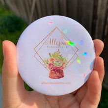 Load image into Gallery viewer, Gem Holographic “Allison Succulents Logo” Pocket Mirror