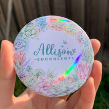 Load image into Gallery viewer, Rainbow Holographic “Allison Succulents wreath” Pocket Mirror