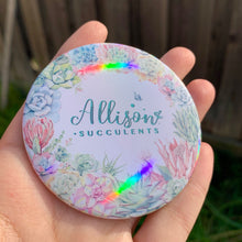 Load image into Gallery viewer, Rainbow Holographic “Allison Succulents wreath” Pocket Mirror