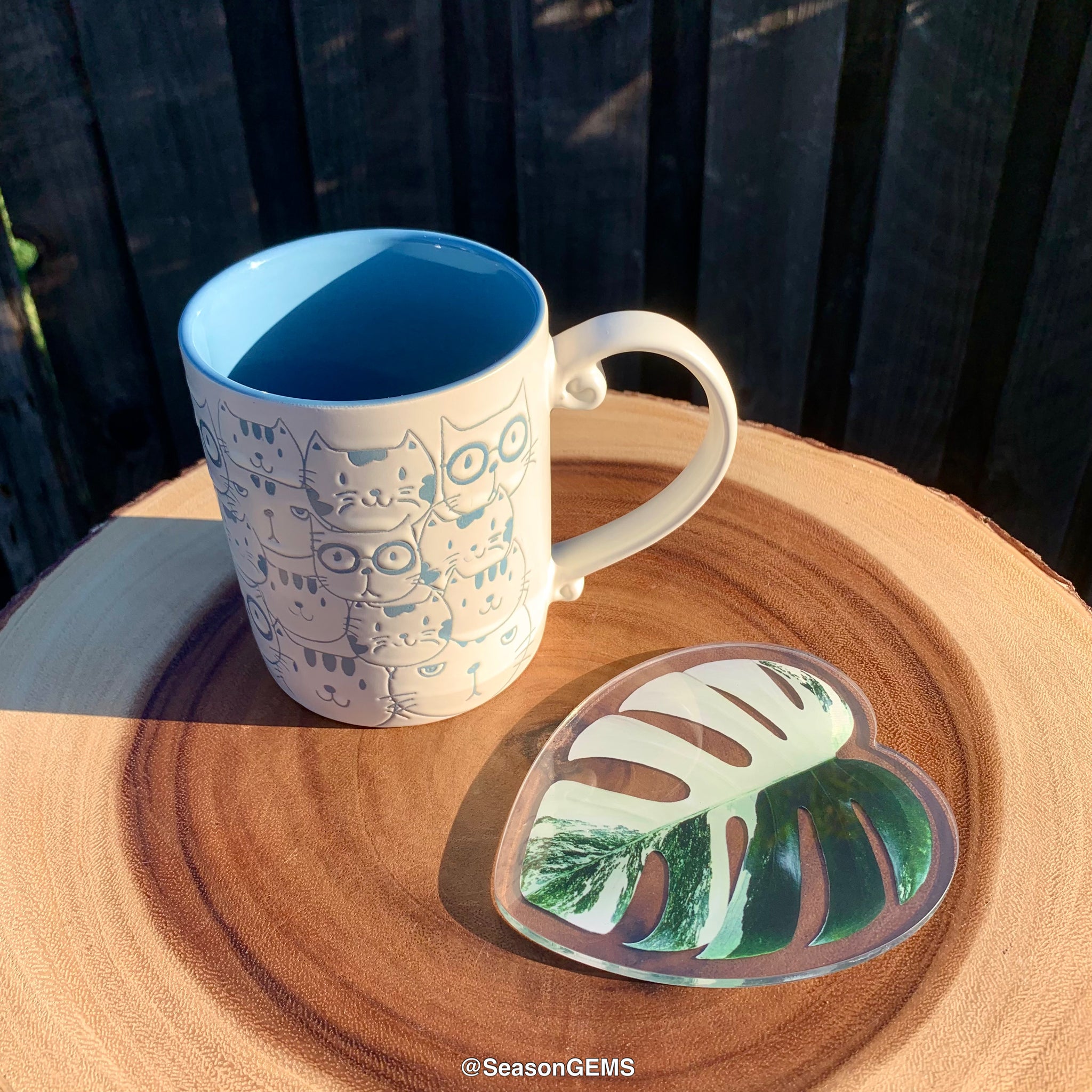 monstera tasse Realistic Monstera leaf Coaster | Tropical Plant Coaster